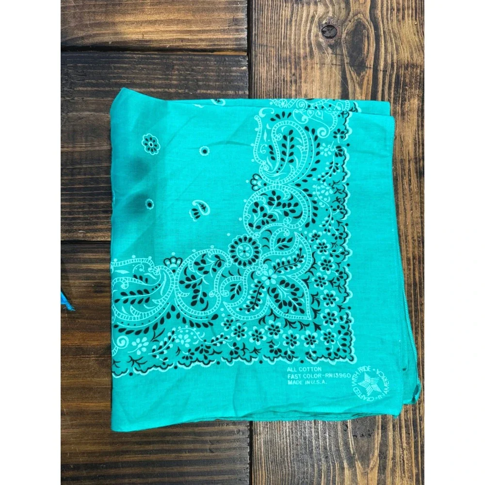 Vintage Bandana Lot 4pc Paisley Cotton Made in USA 80s 90s Vtg Western RN13960